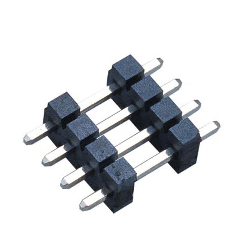 5.08mm 1*4P 180度 双塑胶  LCP 黑色 H=2.5 镀锡排针连接器