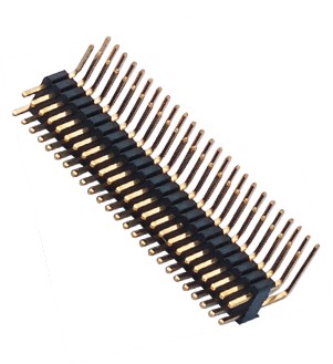 1.27*2.54mm  单层双排 90° 弯插 插板型 排针 连接器