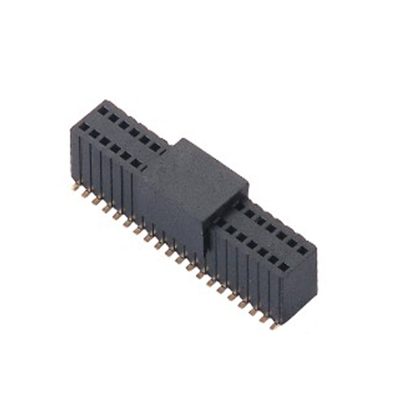 UL认证 1.27*2.54MM  双排加夹持盖  180°SMT  排母