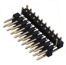 2.54mm 双排双塑 90度弯针 排针 连接器