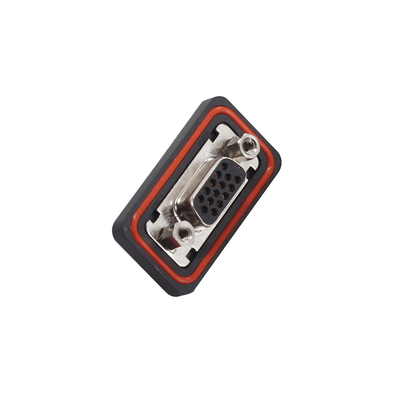 15P 母座 三排焊线式带前防水圈 防水型D-SUB