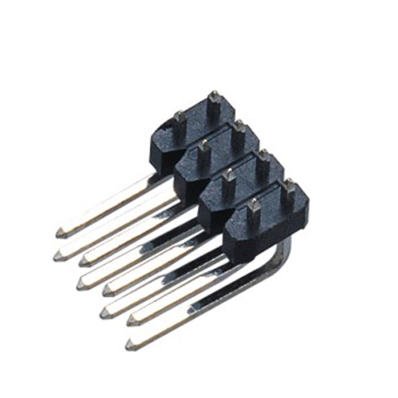 2.54MM 单层双排2*4P  镀全锡 90°DIP 排针 连接器